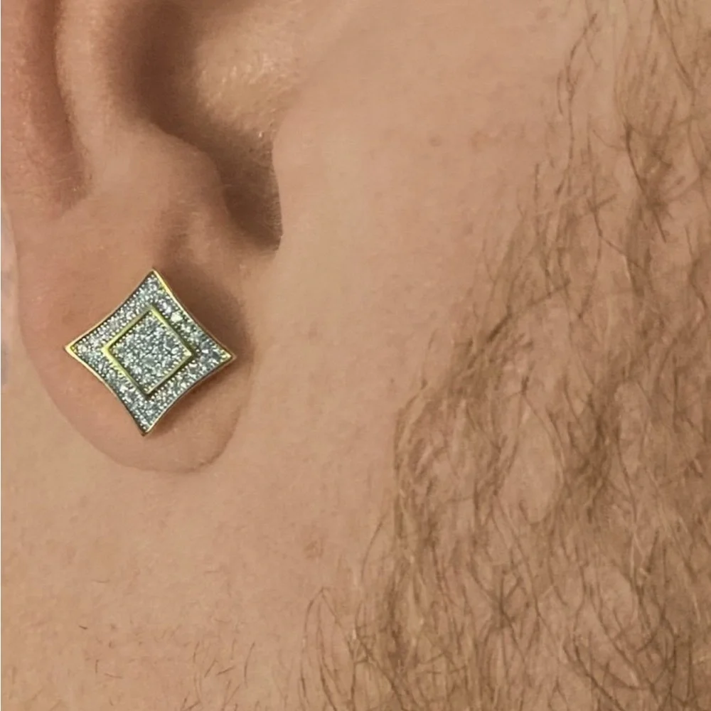 18K Gold Plated Lab Created Micro Pavè Setting Stud Earrings